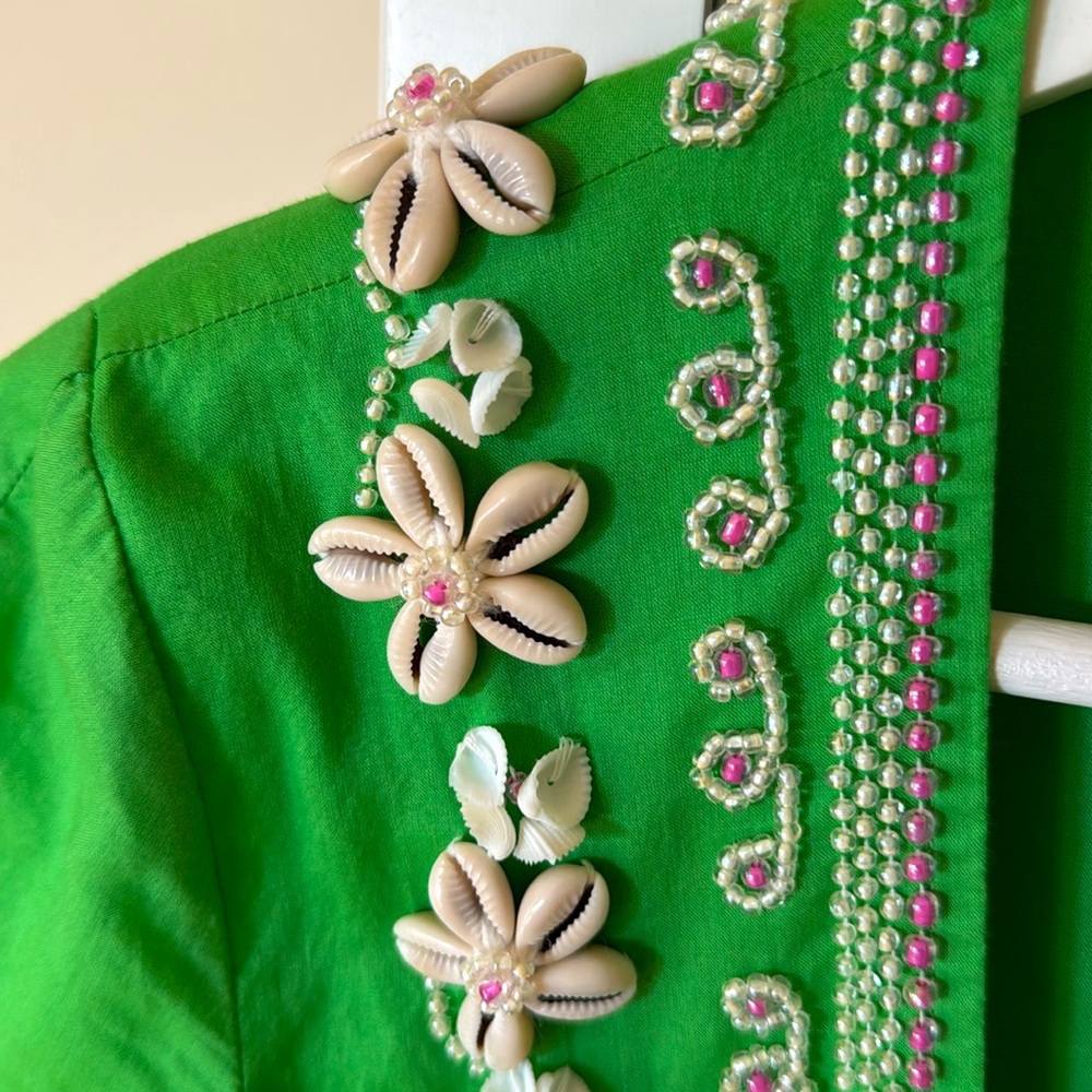 Lily Pulitzer Green shell Embroidered Women's kimono coverup shirt jacket XS - Picture 5 of 8